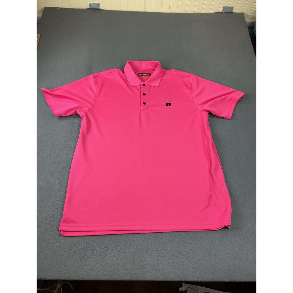 Loudmouth Polo Shirt Mens XL Pink Golf Performance Mesh Breathable Short Sleeve